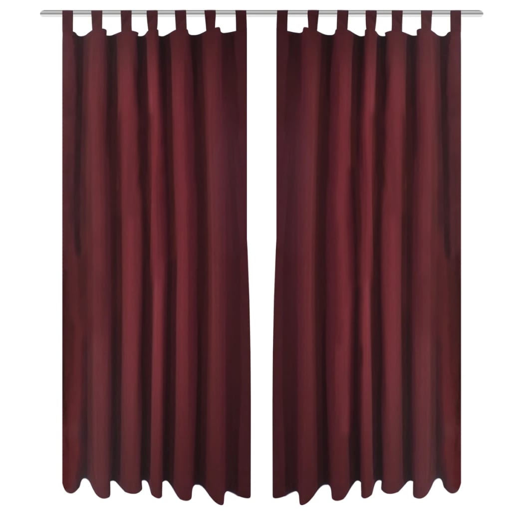 Gardiner i mikro-satin med løkker 2 stk. 140 x 245 cm Bordeaux-rød