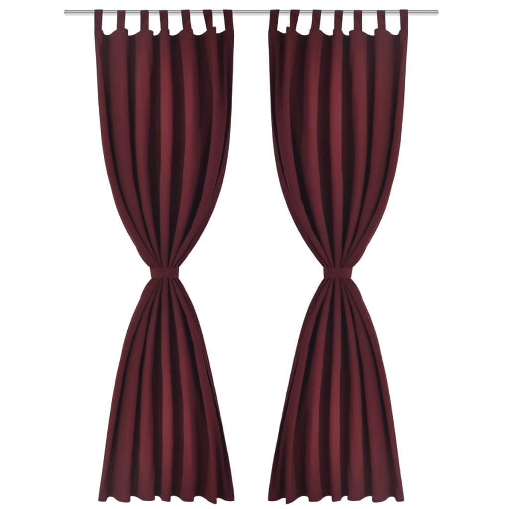 Gardiner i mikro-satin med løkker 2 stk. 140 x 245 cm Bordeaux-rød