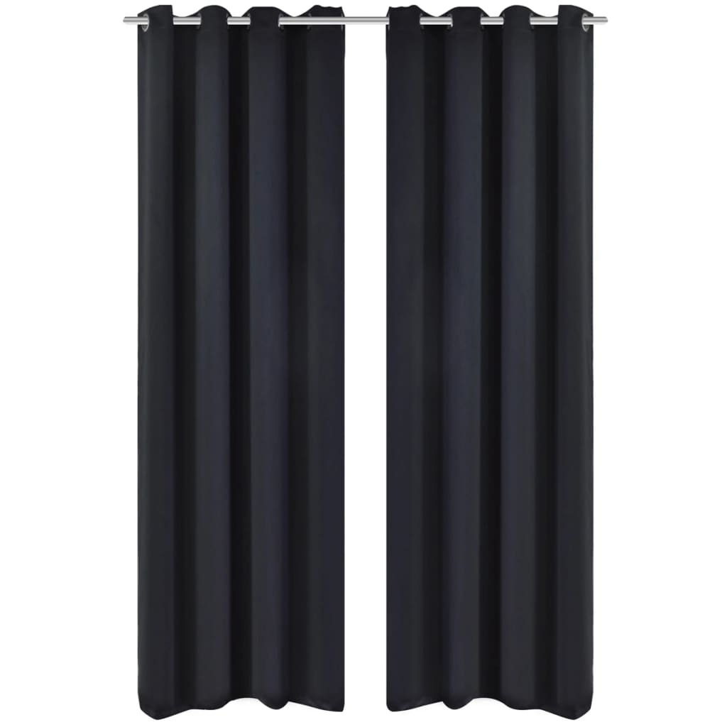 2 stk Sort Blackout Gardiner med Metal Ringe 135 x 245 cm