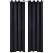 2 stk Sort Blackout Gardiner med Metal Ringe 135 x 245 cm