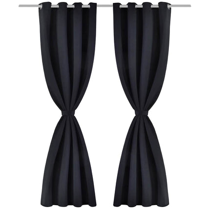 2 stk Sort Blackout Gardiner med Metal Ringe 135 x 245 cm