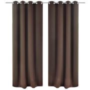 2 stk Brun Blackout Gardiner med Metal Ringe 135 x 245 cm