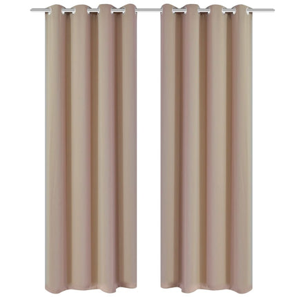 mørklægningsgardiner med metalringe 2 stk. creme 135 x 245 cm