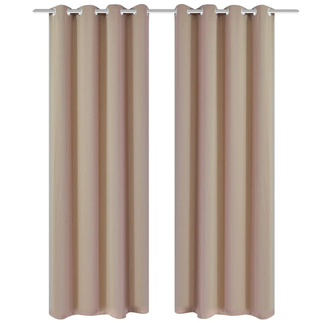 mørklægningsgardiner med metalringe 2 stk. creme 135 x 245 cm