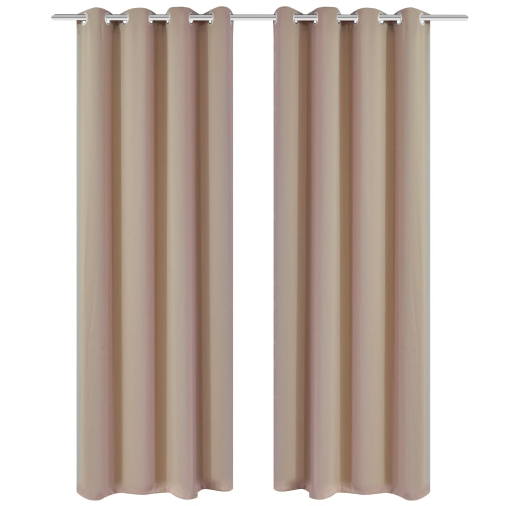 mørklægningsgardiner med metalringe 2 stk. creme 135 x 245 cm