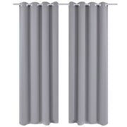 2 stk Grå Blackout Gardiner med Metal Ringe 135 x 245 cm