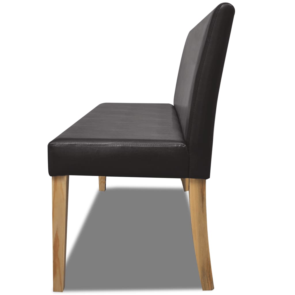 bænk 139,5 cm kunstlæder brun
