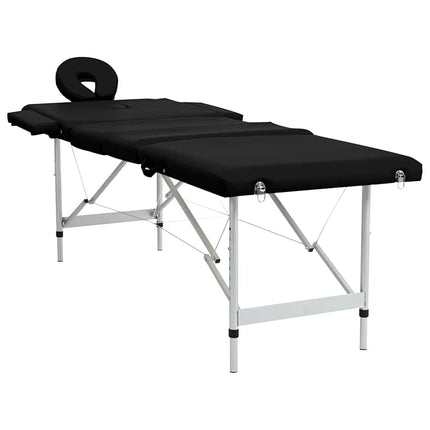 massagebord foldbart 4 zoner aluminiumsstel sort