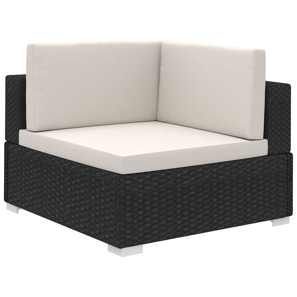 haveloungesæt 8 dele med hynder polyrattan sort