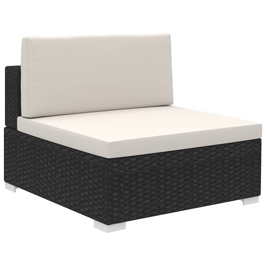 haveloungesæt 8 dele med hynder polyrattan sort