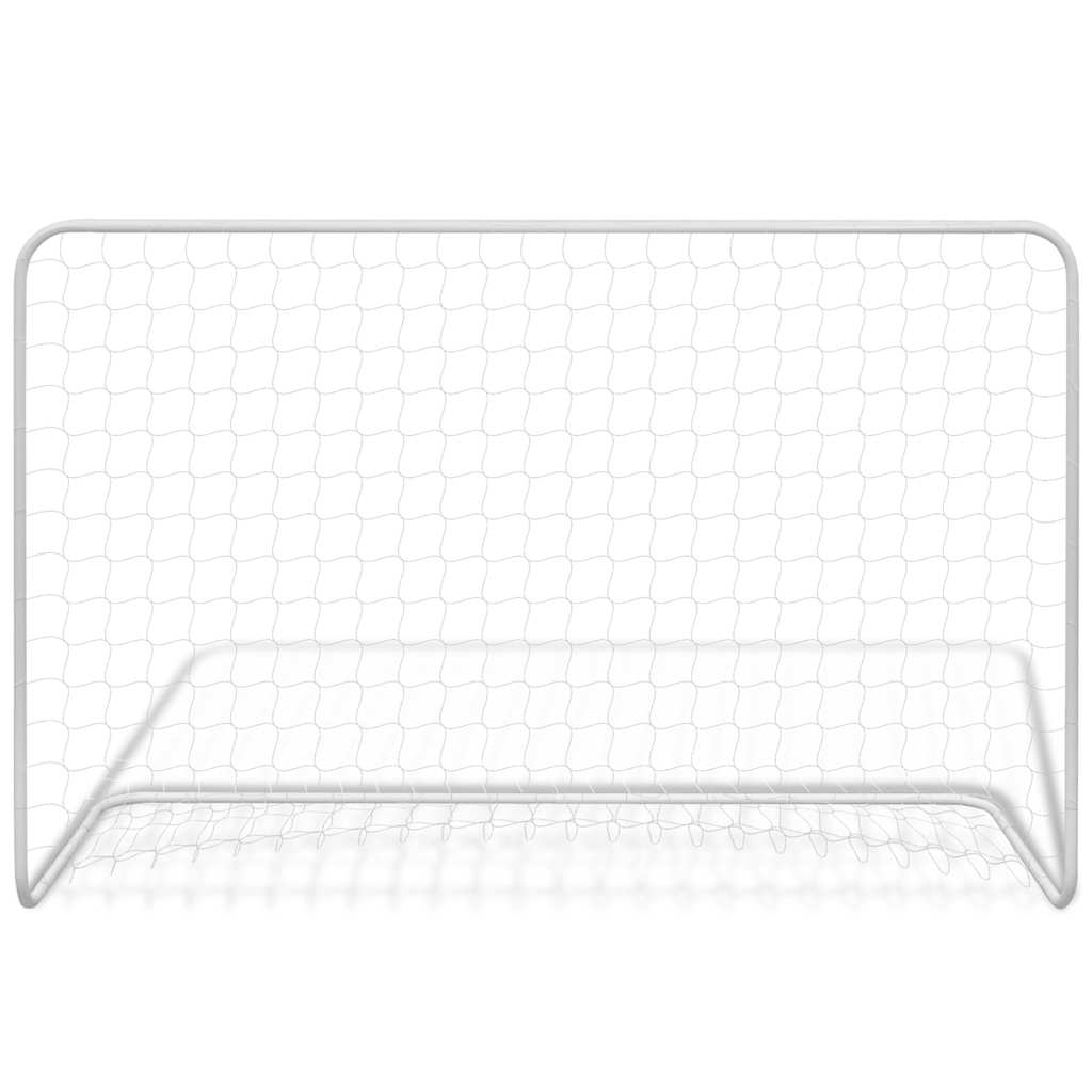 fodboldmål med net 182 x 61 x 122 cm stål hvid