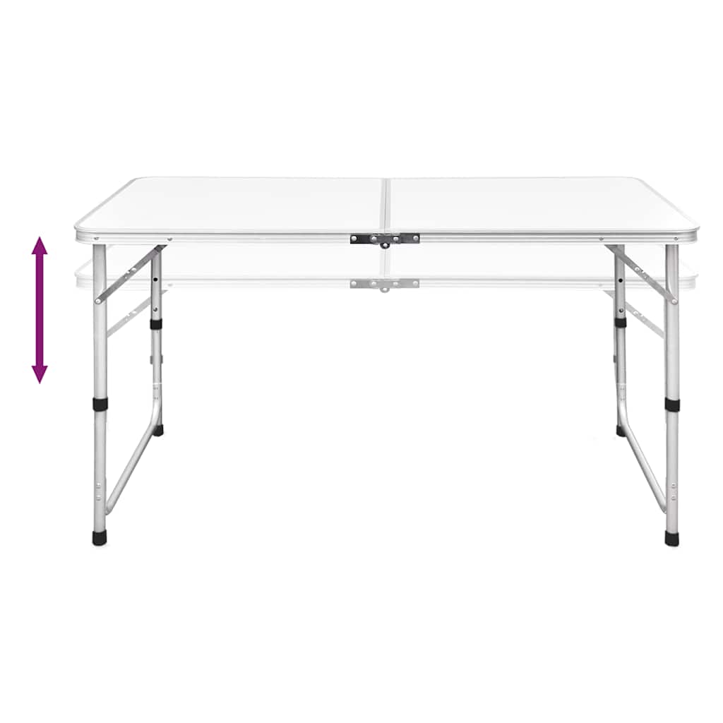 sammenklappeligt campingbord justérbart aluminium 120 x 60 cm