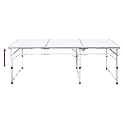 Sammenfoldeligt højdejusterbart camping bord i aluminium, 180 x 60 cm