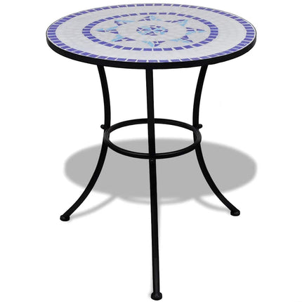 bistrobord 60 cm mosaik blå og hvid