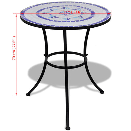 bistrobord 60 cm mosaik blå og hvid
