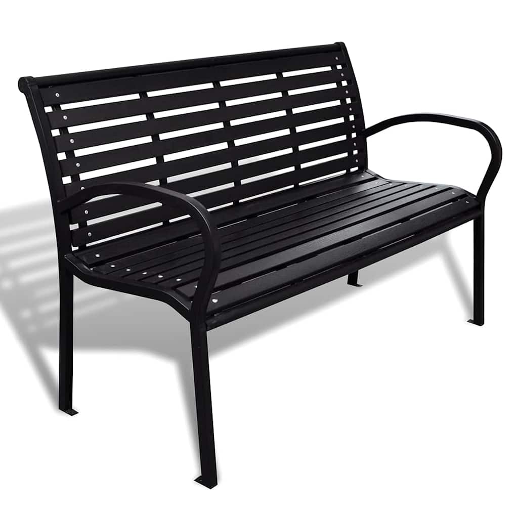 havebænk 125 cm stål og WPC sort
