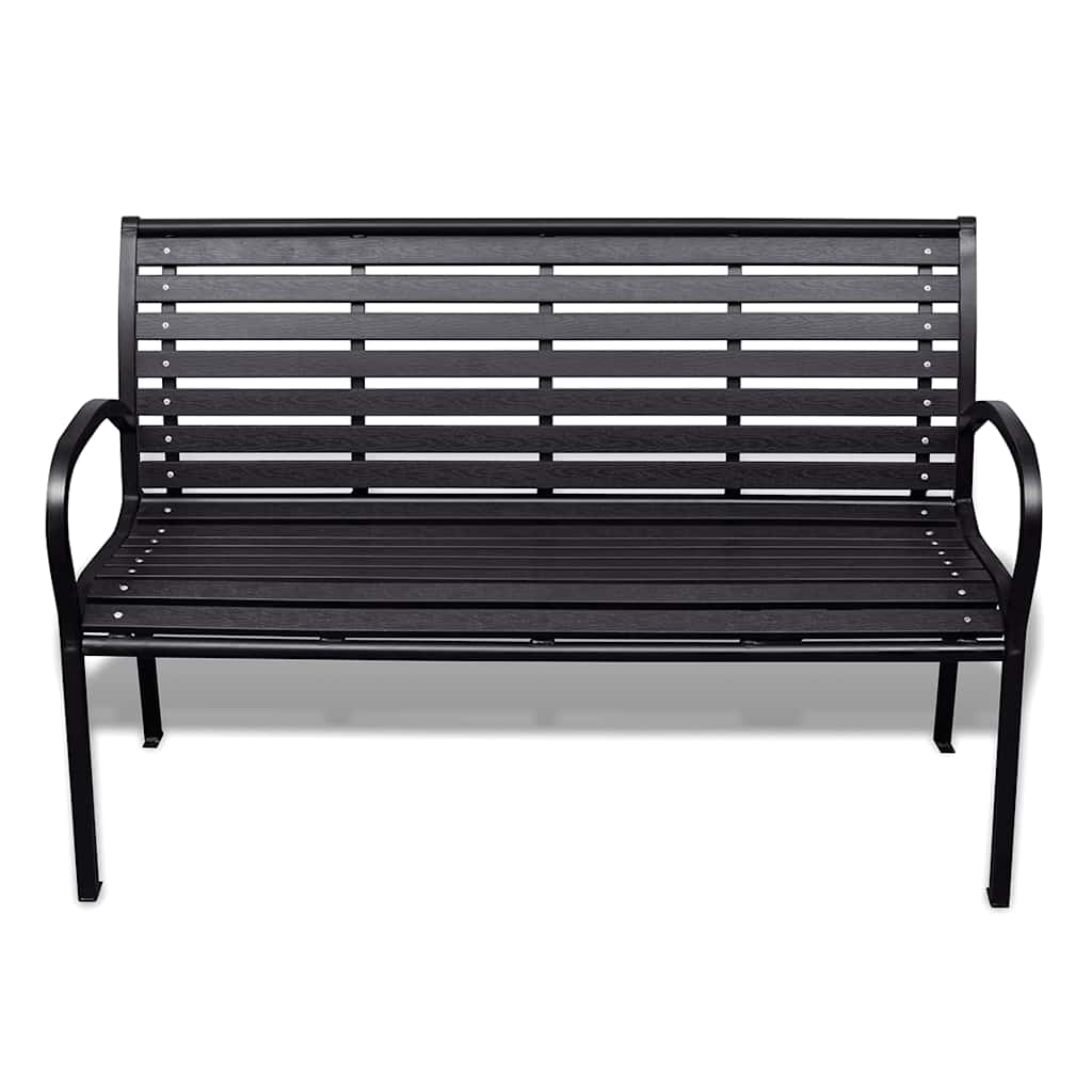 havebænk 125 cm stål og WPC sort