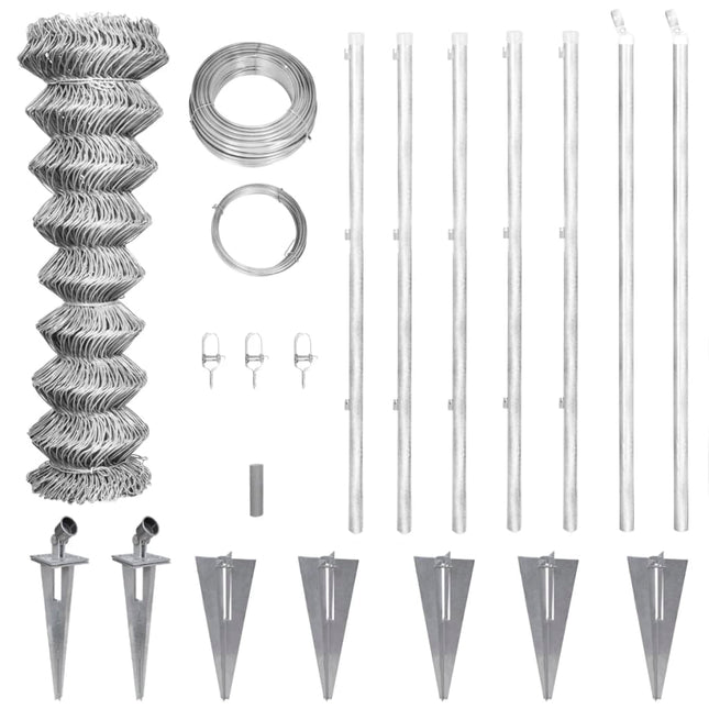 trådhegn med stolper og spyd galvaniseret stål 15x1,5 m