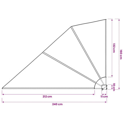 sammenklappelig sidemarkise til altan grå 160 x 240 cm