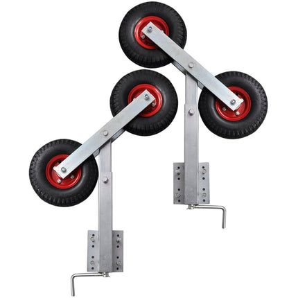 stævnstøttesæt med dobbelthjul til bådtrailer 2 stk. 59-84 cm