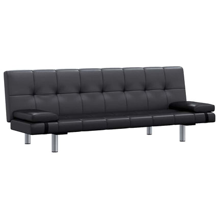 sovesofa med to puder justérbar kunstlæder sort