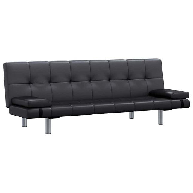 sovesofa med to puder justérbar kunstlæder sort