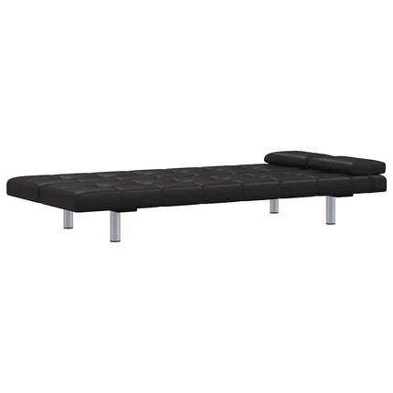 sovesofa med to puder justérbar kunstlæder sort