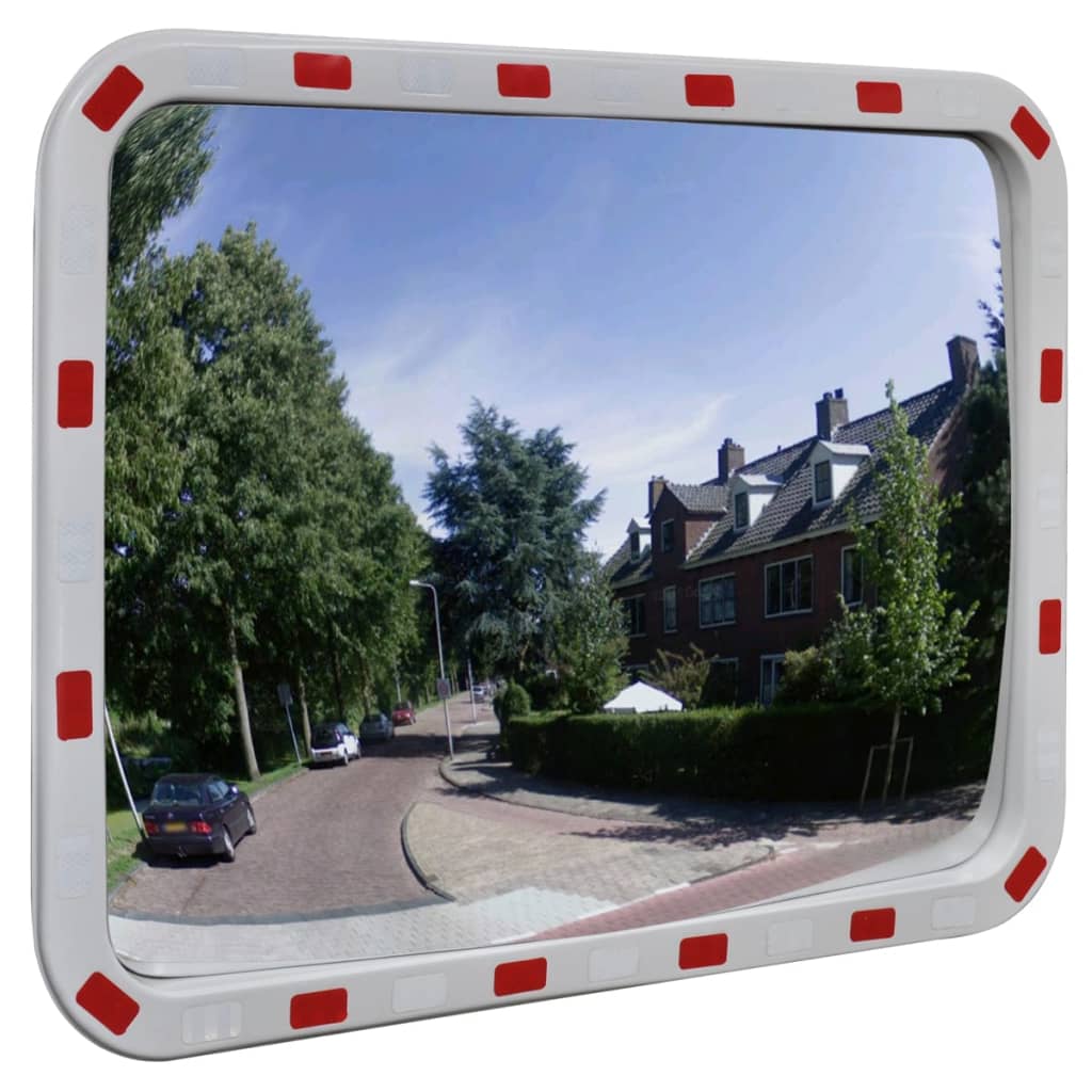 konvekst trafikspejl rektangulært 60x80 cm med reflekser