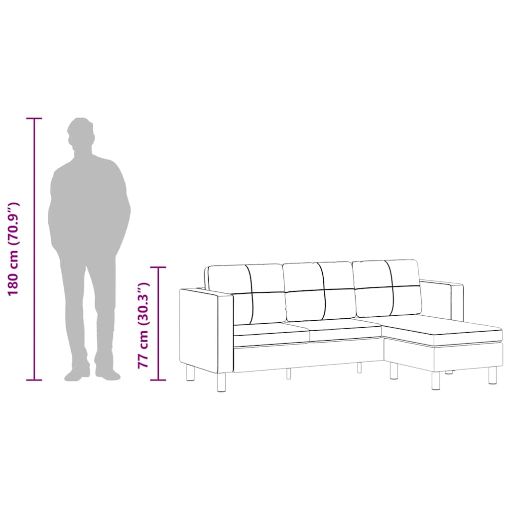 sektionssofa 3-pers. kunstlæder sort