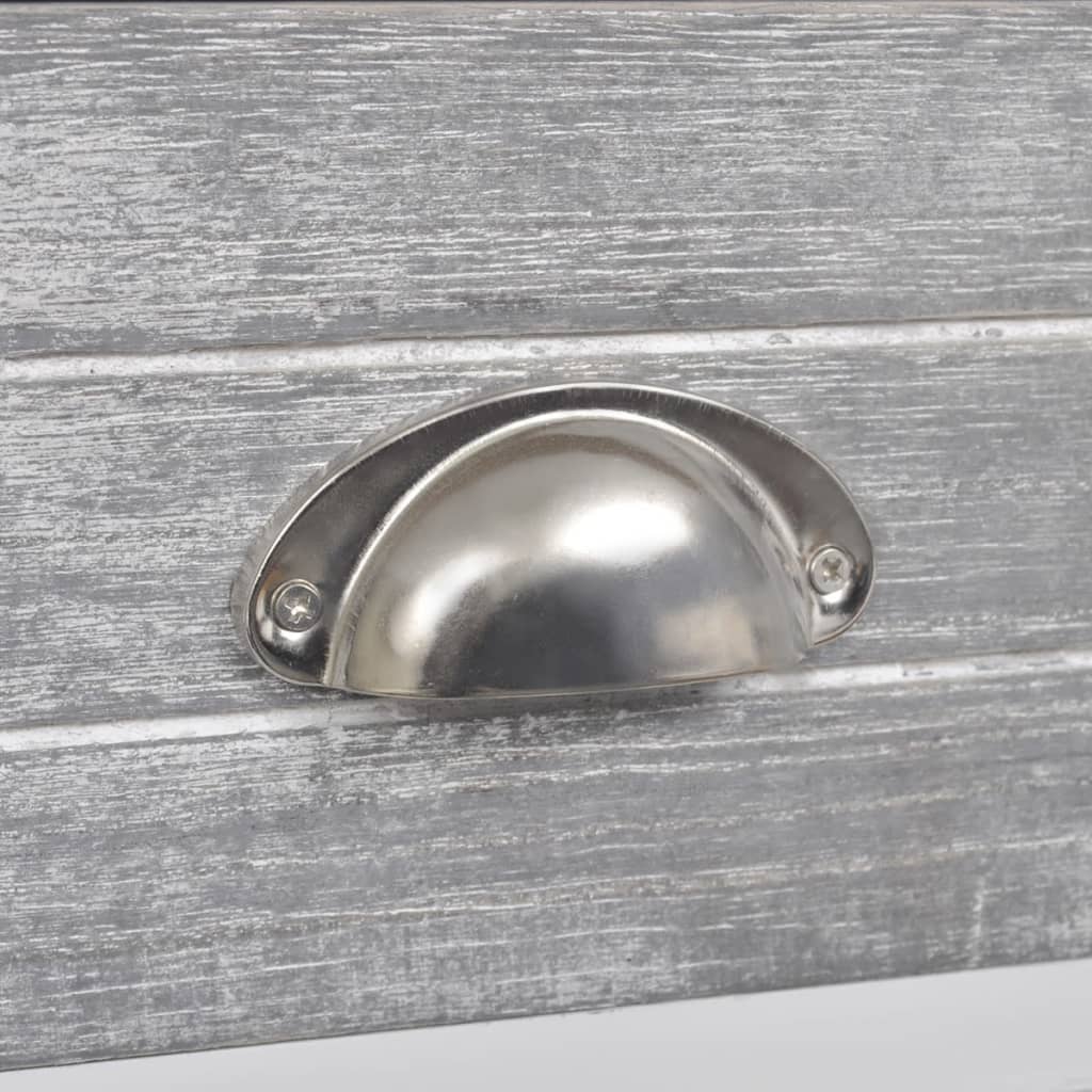 sengebord med 1 skuffe grå og hvid