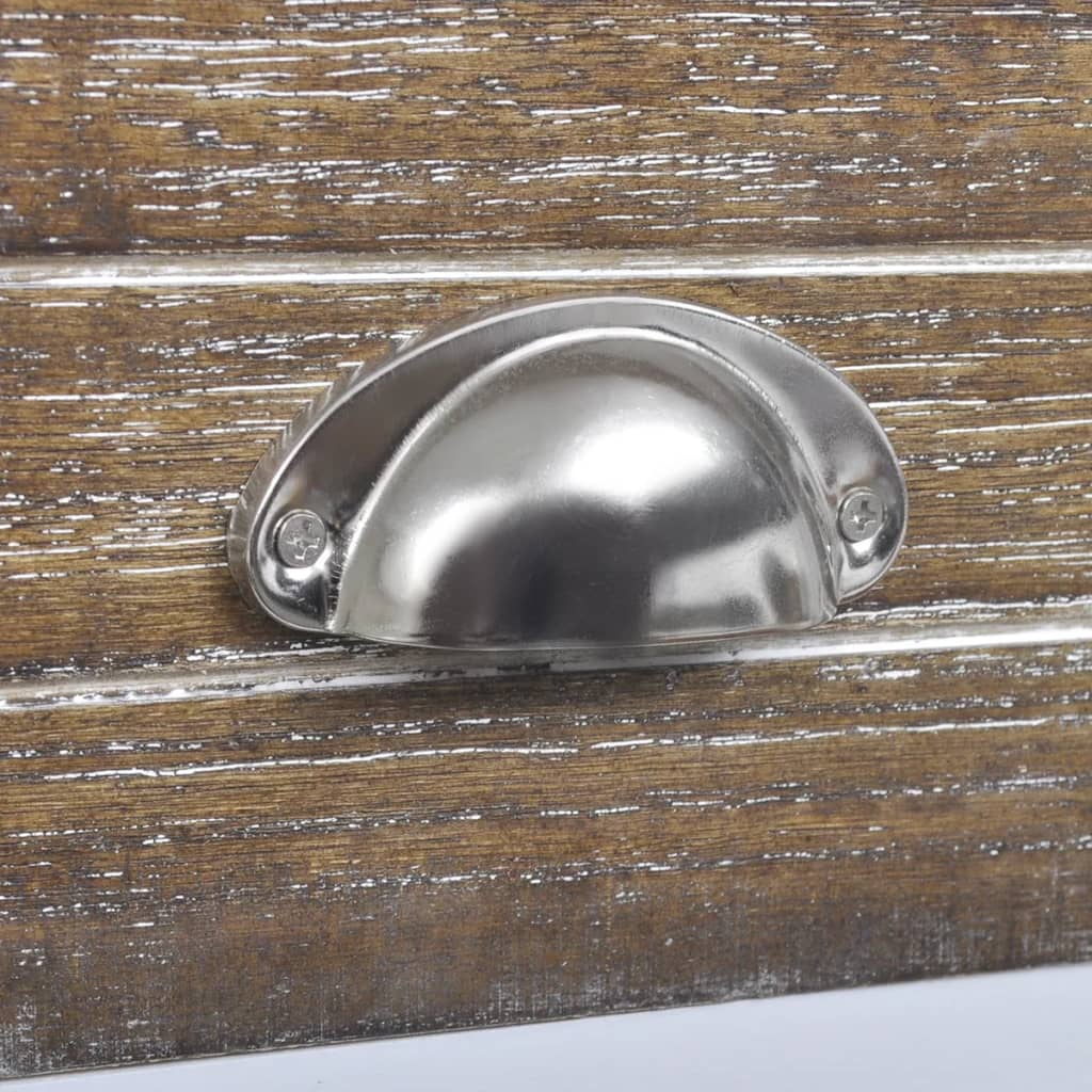 sengebord med 1 skuffe brun og hvid