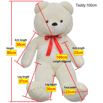 blød plysbamse XXL 85 cm hvid