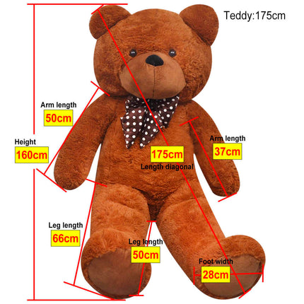 blød plysbamse XXL 160 cm brun