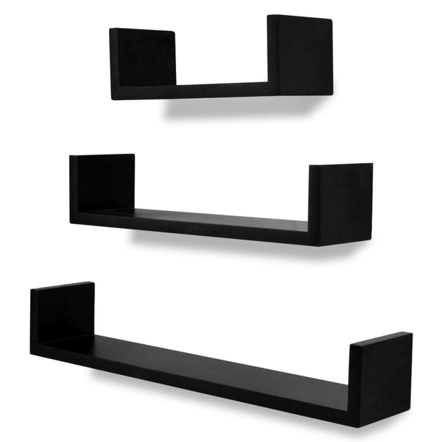 væghylder 3 stk. U-facon MDF sort