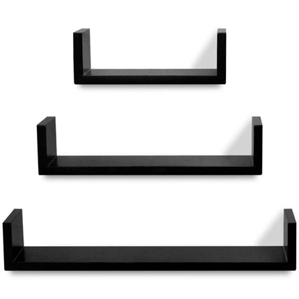 væghylder 3 stk. U-facon MDF sort