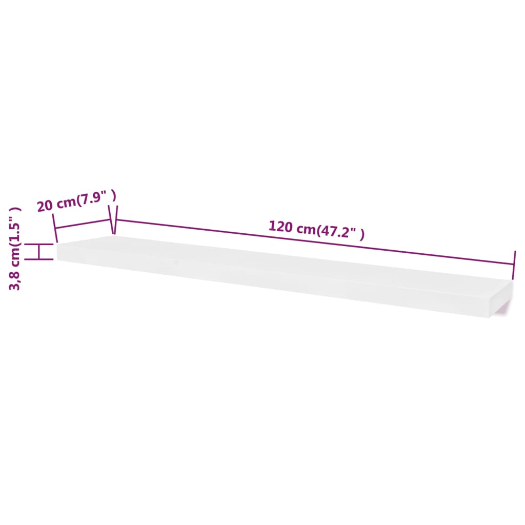 væghylder 2 stk. MDF hvid