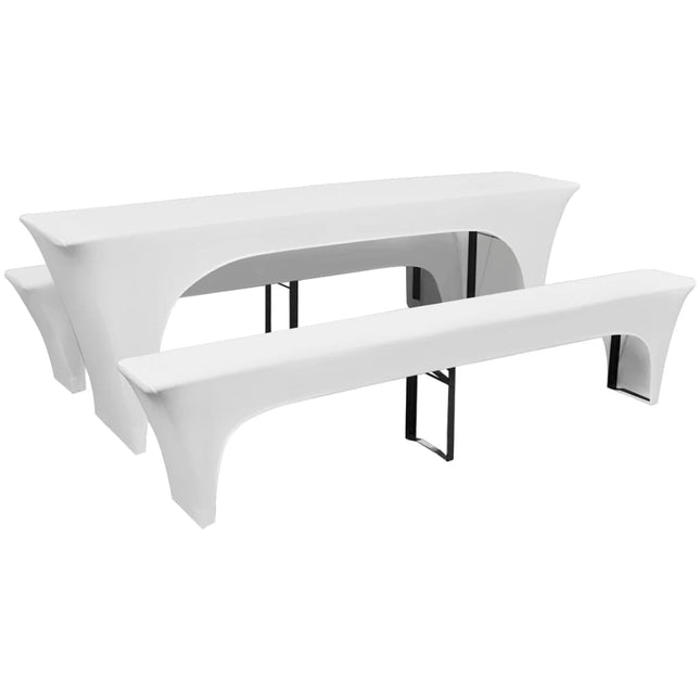 3 betræk til ølbord og bænke 220x50x80 cm stræk hvid