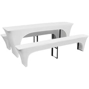 3 betræk til ølbord og bænke 220x50x80 cm stræk hvid