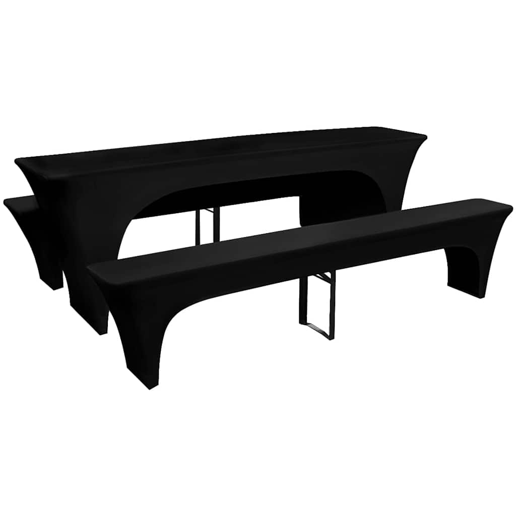 3 betræk til ølbord og bænke 220x50x80 cm stræk sort
