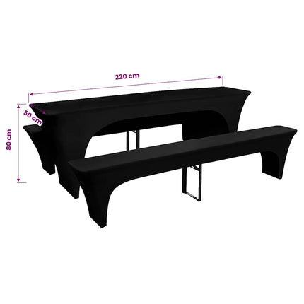 3 betræk til ølbord og bænke 220x50x80 cm stræk sort