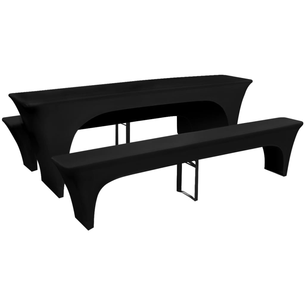 3 Betræk til ølbord og bænke, i strækmateriale sort 220 x 70 x 80 cm billede