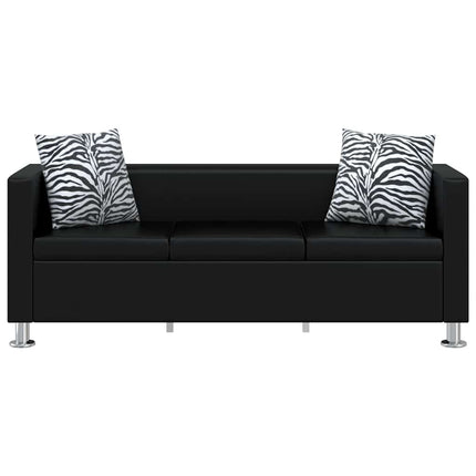 sofa 3-pers. kunstlæder sort