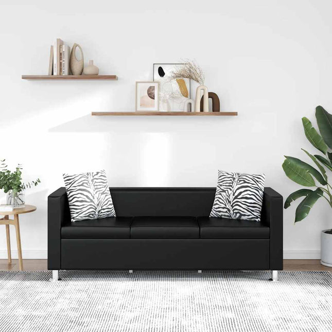 sofa 3-pers. kunstlæder sort
