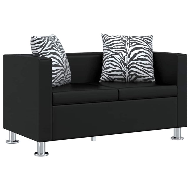 sofa 2-pers. kunstlæder sort