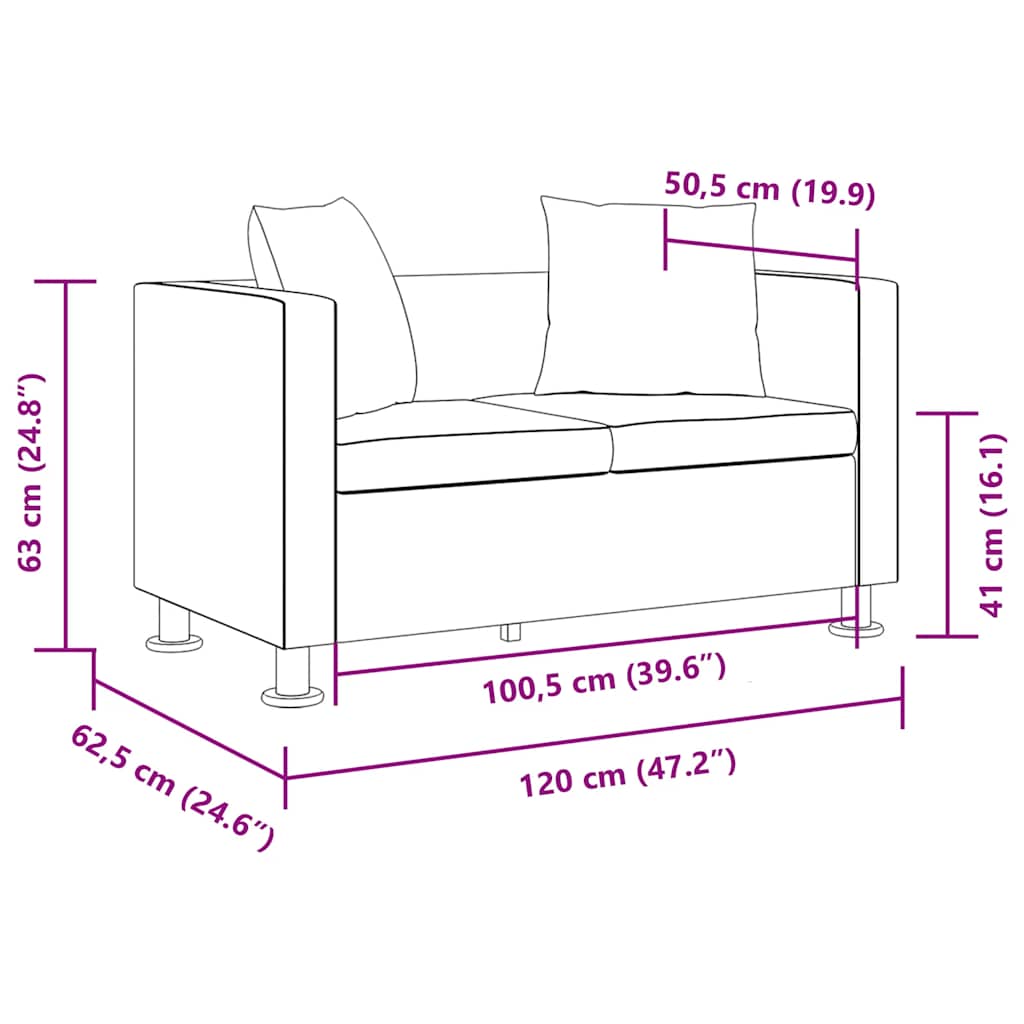 sofa 2-pers. kunstlæder sort