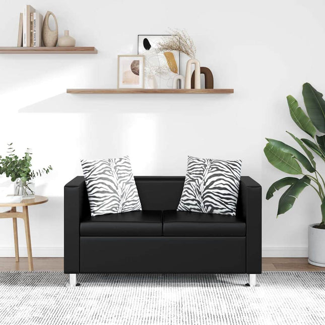 sofa 2-pers. kunstlæder sort