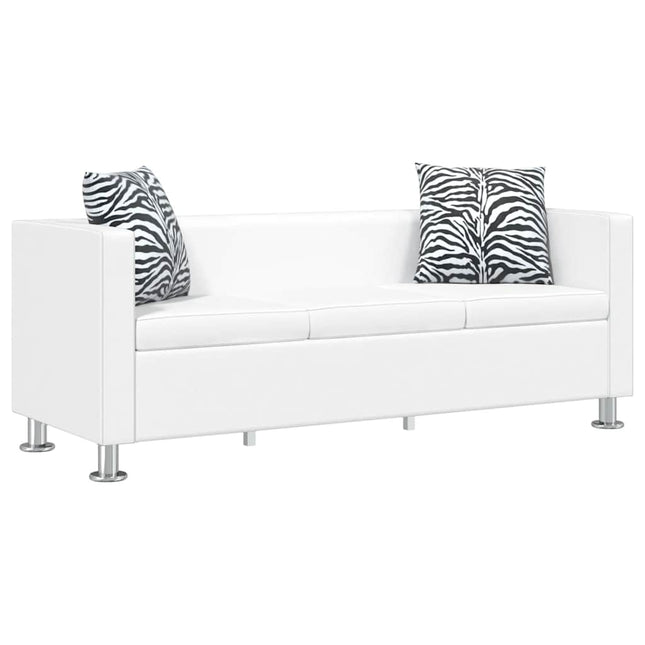 sofa 3-pers. kunstlæder hvid