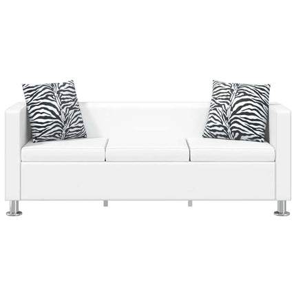 sofa 3-pers. kunstlæder hvid