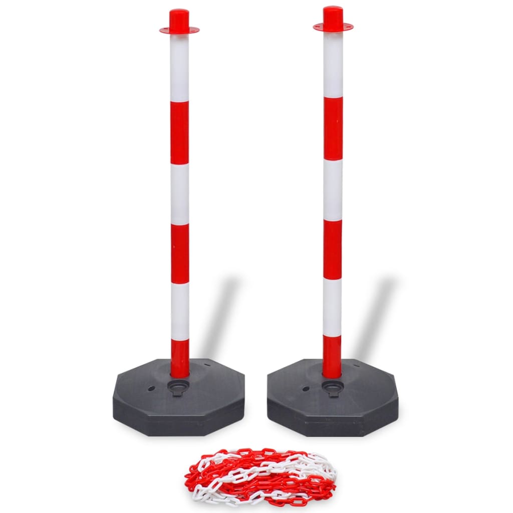trafikpælesæt med plastikkæde på 10 cm