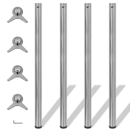 4 bordben, justerbar højde, børstet nikkel, 1100 mm